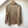 Vintage JAEGER 100% Silk Patchwork Blouse Houndstooth & Snakeskin Print L Image 5