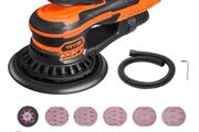Random Orbital Sander 5 &amp; 6-Inch, 350W Brushless Orbital Sander, 10,000 PRM 6 Variable Speed Electric Palm Sander with 20PCS Sandpapers, Dust Connector &amp; Hose for Woodworking Detailing Sanding