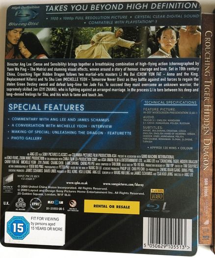 Crouching Tiger Hidden Dragon (Ang Lee Film) [2000] Chow Yun-fat & Michelle Yeoh [Blu-ray Movie STEELBOOK] Academy Award Winner