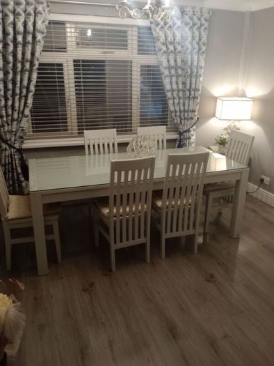Table and six chairs