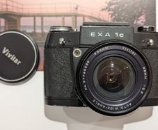Exa 1C waist-level film camera and 28mm lens