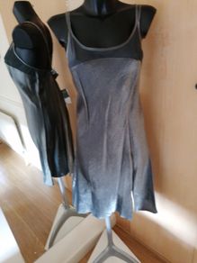 Women's Lingerie Luxury SILVER satin Chemise