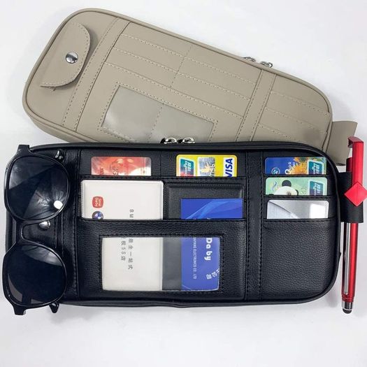 Car Sun Visor Organizer,Black,Auto Interior Accessories Pocket Organizer, Registration and Document Holder, Personal Belonging Storage Pouch Organizer, Interior Accessories Pocket