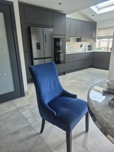 Four Navy Velvet Dining chairs