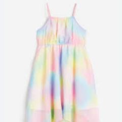 H&M multicoloured tie die asymmetrical chiffon summer dress Size 18-24 months EUC