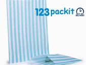 Lot of 200 candy bags Light Blue stripe sweet bags 5x7
