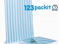 main image for ad Lot of 200 candy bags Light Blue stripe sweet bags 5x7" ideal for candy weddings parties candy cart shop small retails and sweet shops size 5x7 inches