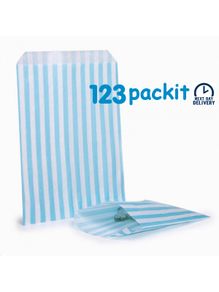 Lot of 200 candy bags Light Blue stripe sweet bags 5x7" ideal for candy weddings parties candy cart shop small retails and sweet shops size 5x7 inches