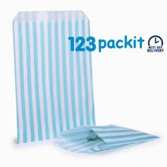 Lot of 200 candy bags Light Blue stripe sweet bags 5x7" ideal for candy weddings parties candy cart shop small retails and sweet shops size 5x7 inches