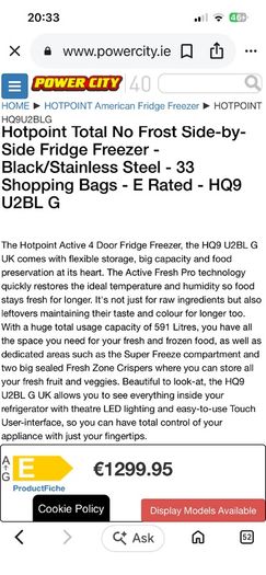American Style 4 Door Fridge/Freezer
