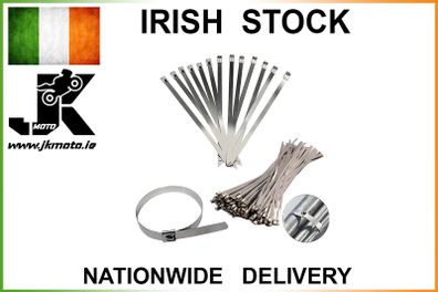 10x Stainless Steel Metal Cable Ties Zip Wrap Exhaust Heat Straps Marine Grade 4.6mm X 300mm