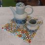 Fabulous Vintage Midwinter Stonehenge Coffee Pot and Milk Jug in the Caprice Pattern (Spanish Garden) Designed by Jessie Tate, Excellent Condition Image 4