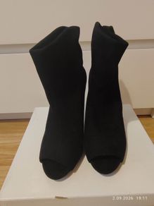 Primadonna Collection Black Peep Toe Ankle Boots - Size 40 (UK 6.5/7)