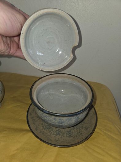 Hand Made 1970's  Irish Owen Killew Stoneware milk pitcher and sugar bowl