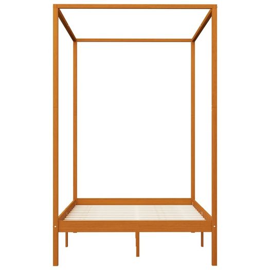 Canopy Bed Frame Honey Brown Solid Pine Wood 120x200 cm