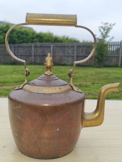 Antique copper and brass kettle