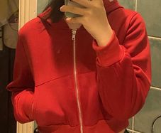 Solid Zip Up Drop Shoulder Thermal Lined Crop Hoodie