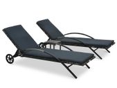Sun Loungers with Table Poly Rattan Anthracite