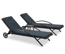Sun Loungers with Table Poly Rattan Anthracite