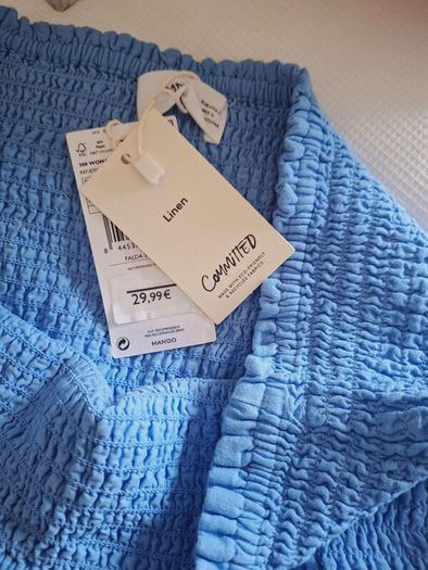 Blue Linen Skirt - Size L