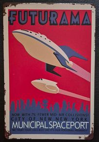 Futurama , vintage style metal sign .