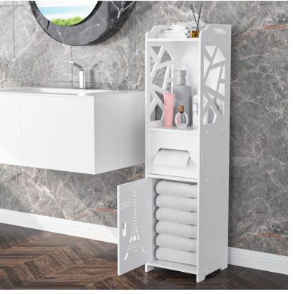 BRAND NEW 4 Tiers Waterproof Bathroom Corner Standing Floor Cabinet Toilet Organizer Storage Rack Shelves Bath Sink Organizer Accessory