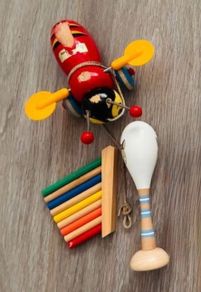 Vintage Wooden & Musical Toddler Toy Bundle - 3 Pieces