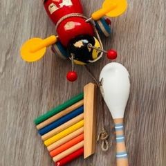 Vintage Wooden & Musical Toddler Toy Bundle - 3 Pieces
