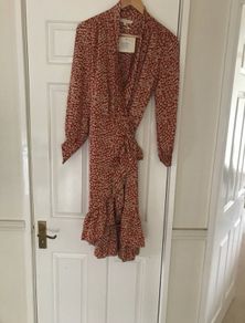 Fabulous Retro and Icone Rust and Gold animal print wrap dress size S (10/12)