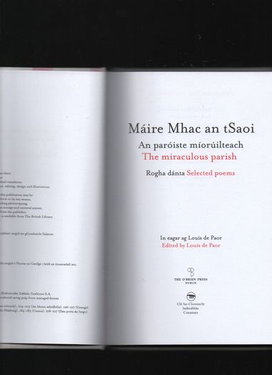 Maire Mhac an tSaoi. An Paroiste Mioruilteach/The Miraculous Parish.