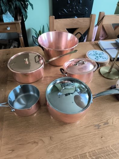 Selection of 5 Copper Pots