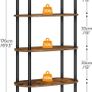 5-Tier Bookshelf, Bookcase with Metal Frame, Floor Standing Book Shelf, Arched Storage Shelf for Living Room, Office, 43 x 30 x 176 cm, Rustic Brown and Black Image 3