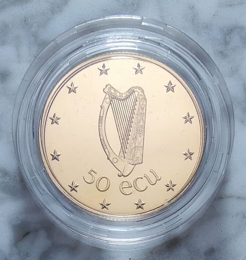 Ireland 50 ECU Gold (.917) Proof Coin 1990 - EEC Council Meeting in Dublin - NO CASE