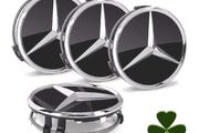 x4 Mercedes Benz centre caps 75mm Black Gloss