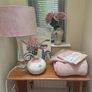 Dusky . Dusty Pink Bundle - IKEA INGABRITTA Chunky Throw, 2 Brand new 65 cm square linen cushion covers and a shabby chic Carte Postale Wall Hanging Image 7