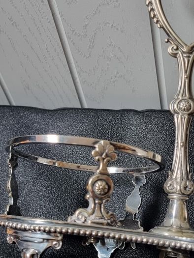 Antique 1868 Silver Plated Twin Wine Bottle Coaster Stand Holder Carrier