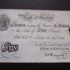 1936 Bank of England 5 Pounds, London's Branch