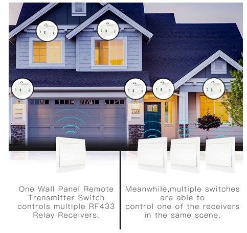 MOES Wireless Light Switch Kit, Kinetic Switch, No Wiring No Battery Easy Installing, Outdoor Remote Control
