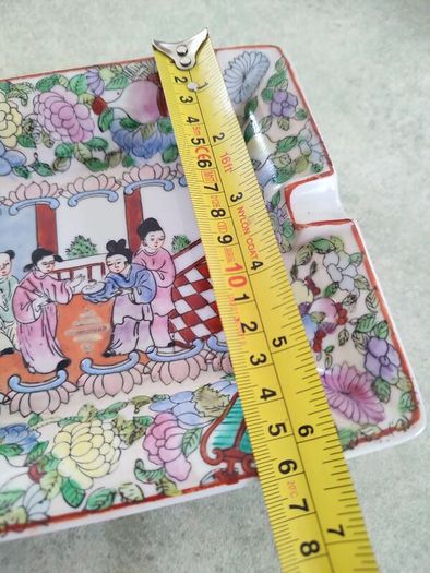 Old Chinese famille 1920 rectangular cigar ashtray stamped