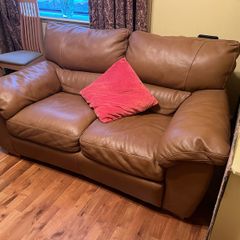 3 + 2 Seater Brown Leather Couches