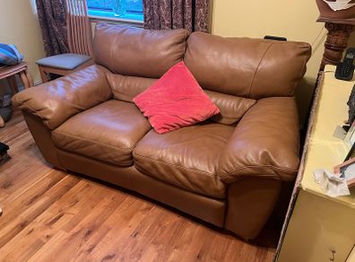3 + 2 Seater Brown Leather Couches