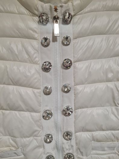 Pinko white puffer jacket crystal buttons