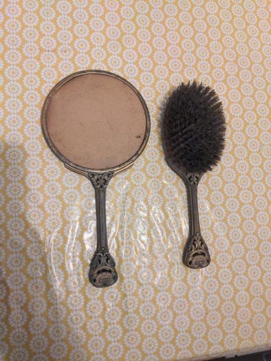 Vintage hairbrush and mirror