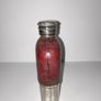 Antique glass hip flask leather bound with  silver plated screw top Image 8