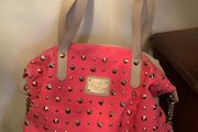 Coral &amp; Cream Studded Bag