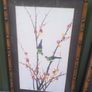 Bamboo style frames on hand painted birds on silk, stunning, collectible, signed. D18 Image 3