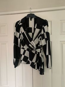 River Island Black & White Checkered Print Top