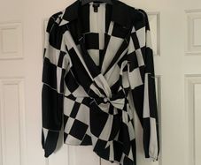 River Island Black & White Checkered Print Top