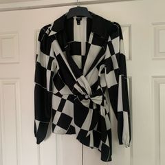 River Island Black & White Checkered Print Top