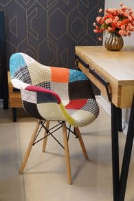 Vivid Mosaic Patchwork Armchair with Beech Legs